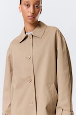 Beige - Relaxed Single-Breasted Car Coat - 1