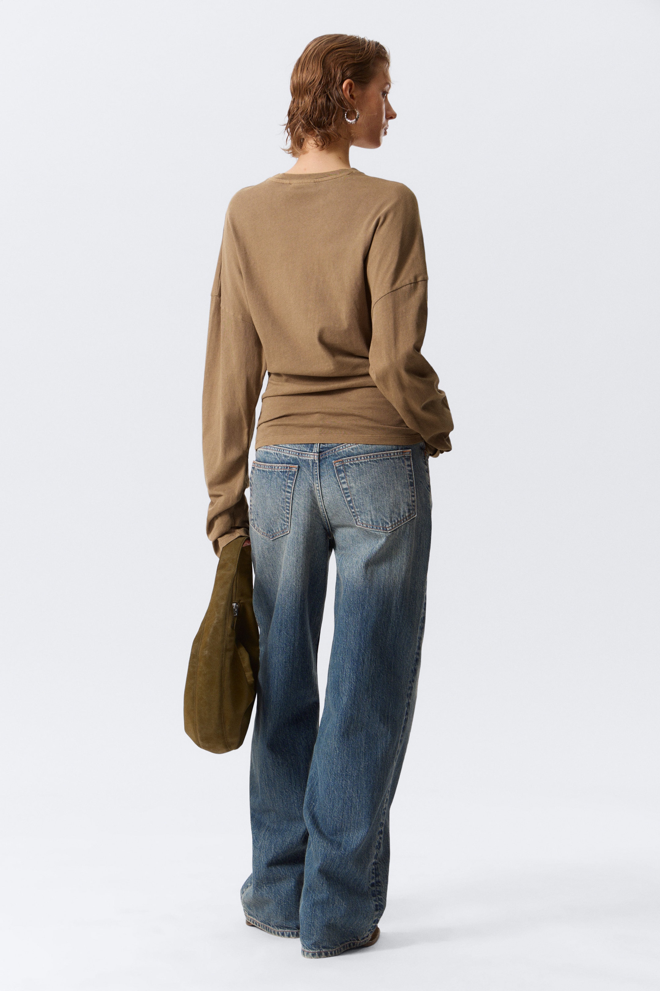 Mörkbeige - Pleated Long-Sleeved Top - 4