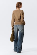 Mörkbeige - Pleated Long-Sleeved Top - 4