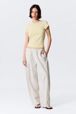 Light Beige - Low Rise Loose Pull-on Trousers - 0