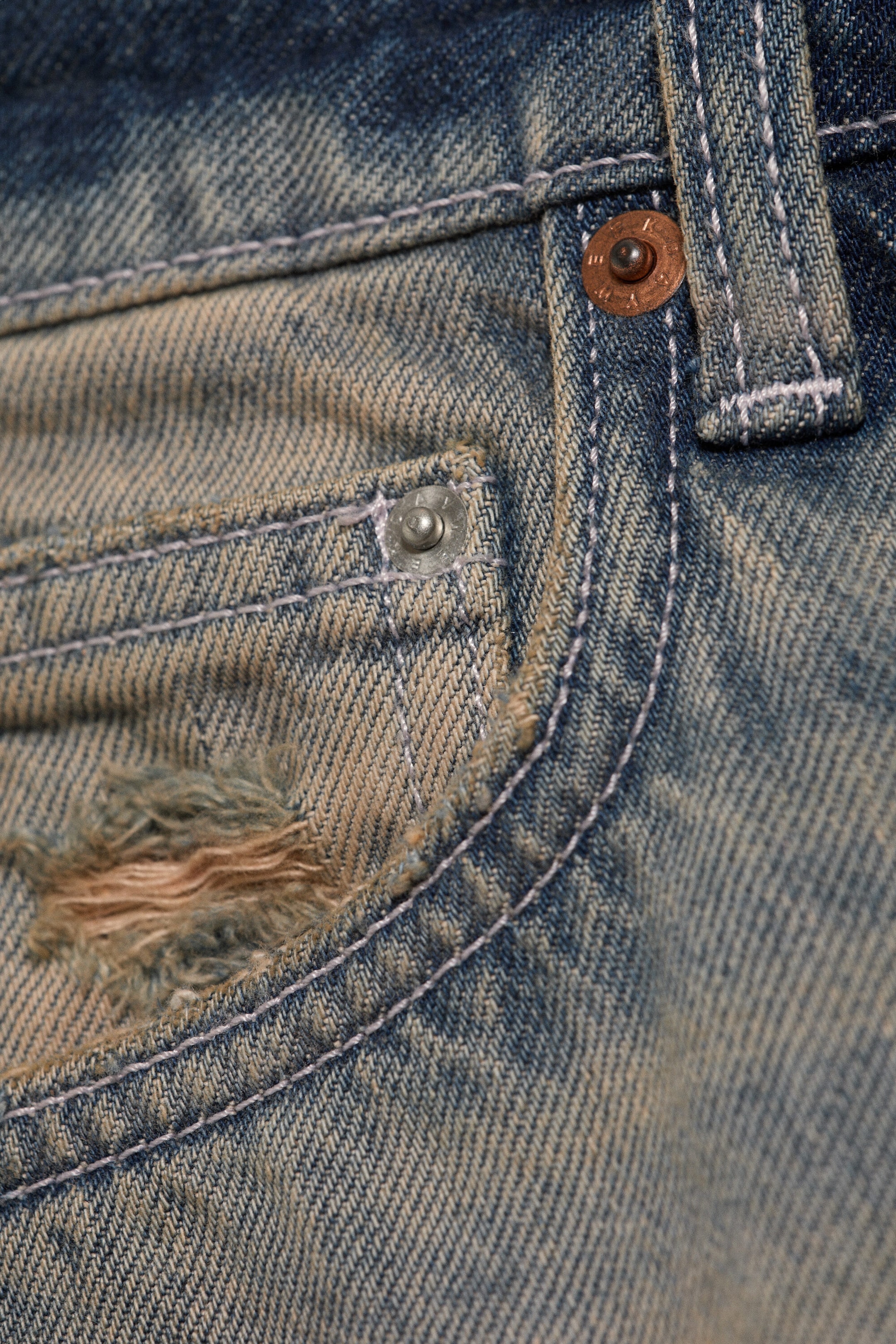 Sjøstjerneblå - mellomblå - Andromeda jeans med lavt liv og løs baggy passform - 1