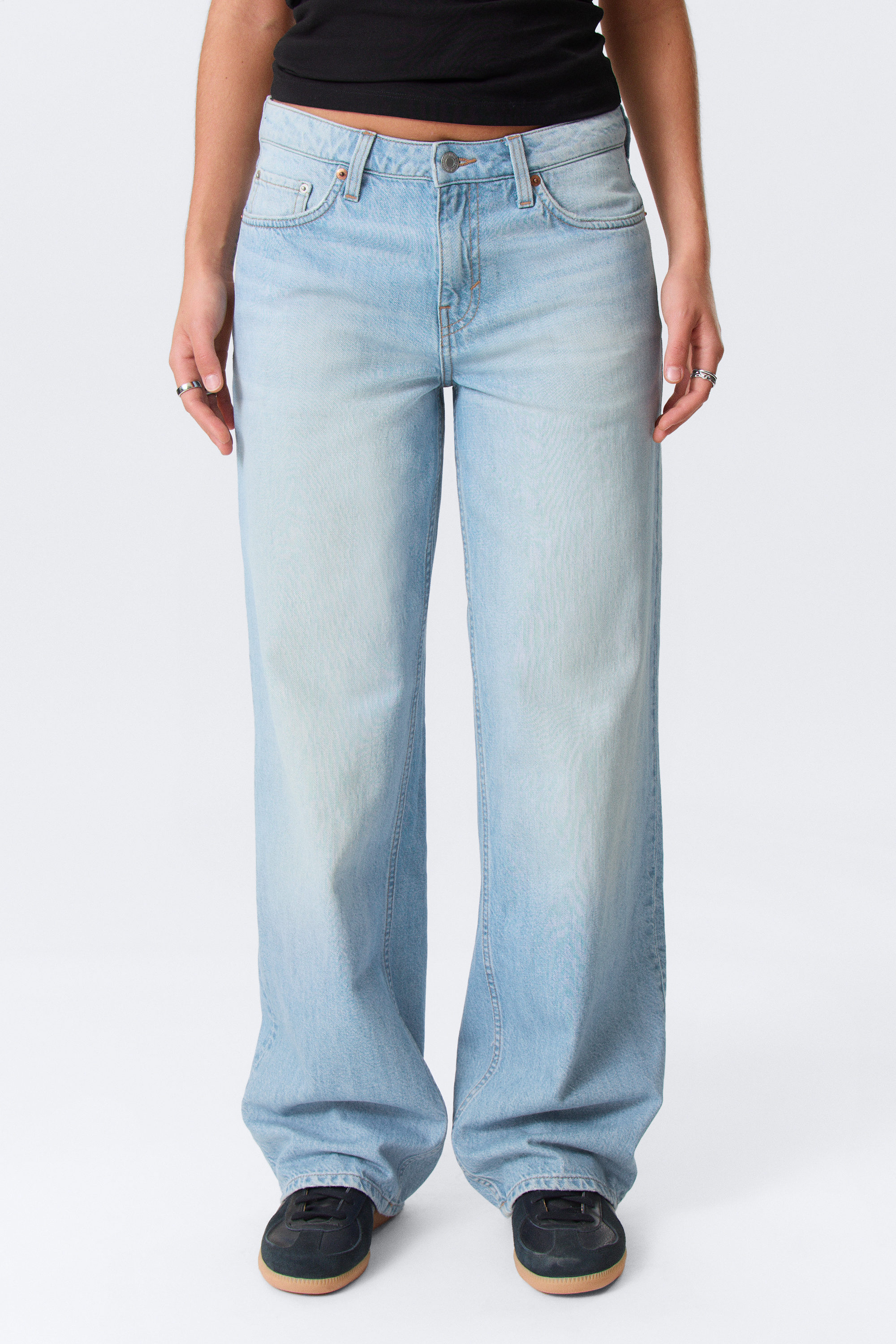 ample low rise loose wide jeans - Kimberley Blue - Light Blue