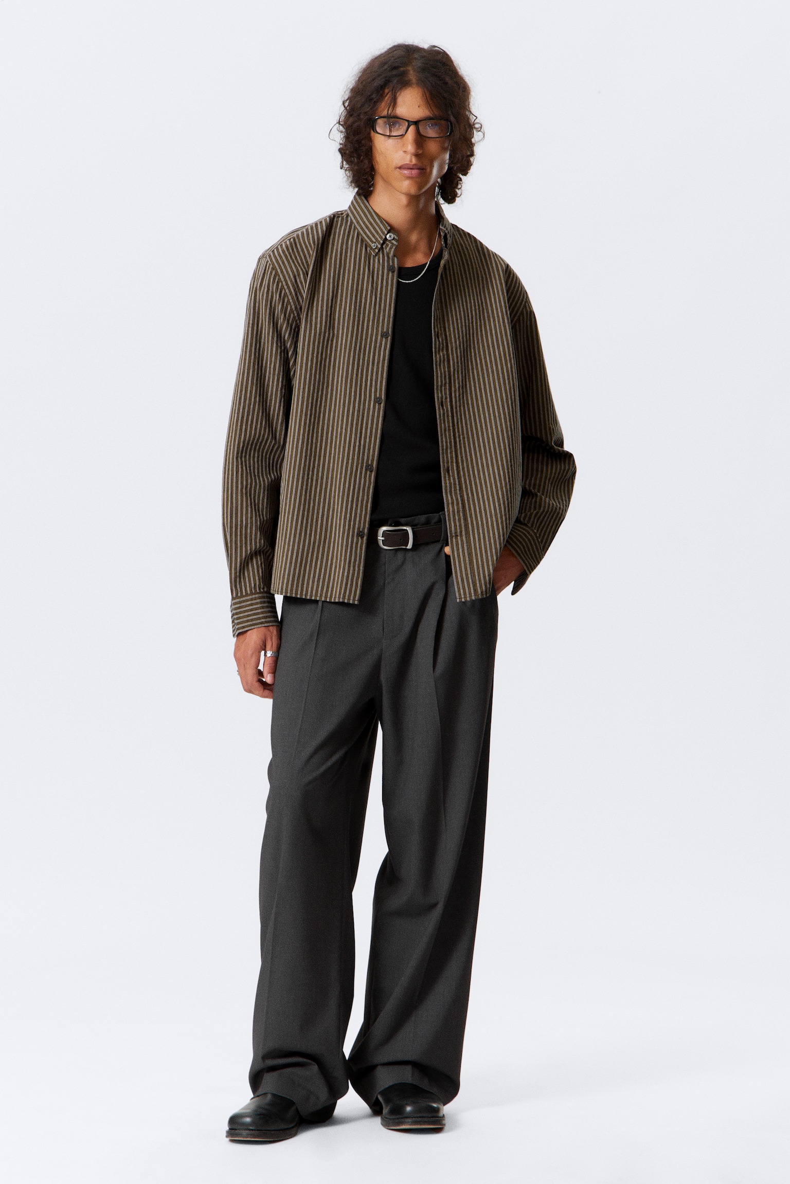 Oversized-Anzugshose Uno - Dunkelgrau/Schwarz/Dunkelbraun/Grau gestreift/Beige meliert/Beige
