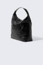 Black - Square Faux Leather Shoulder Bag - 5