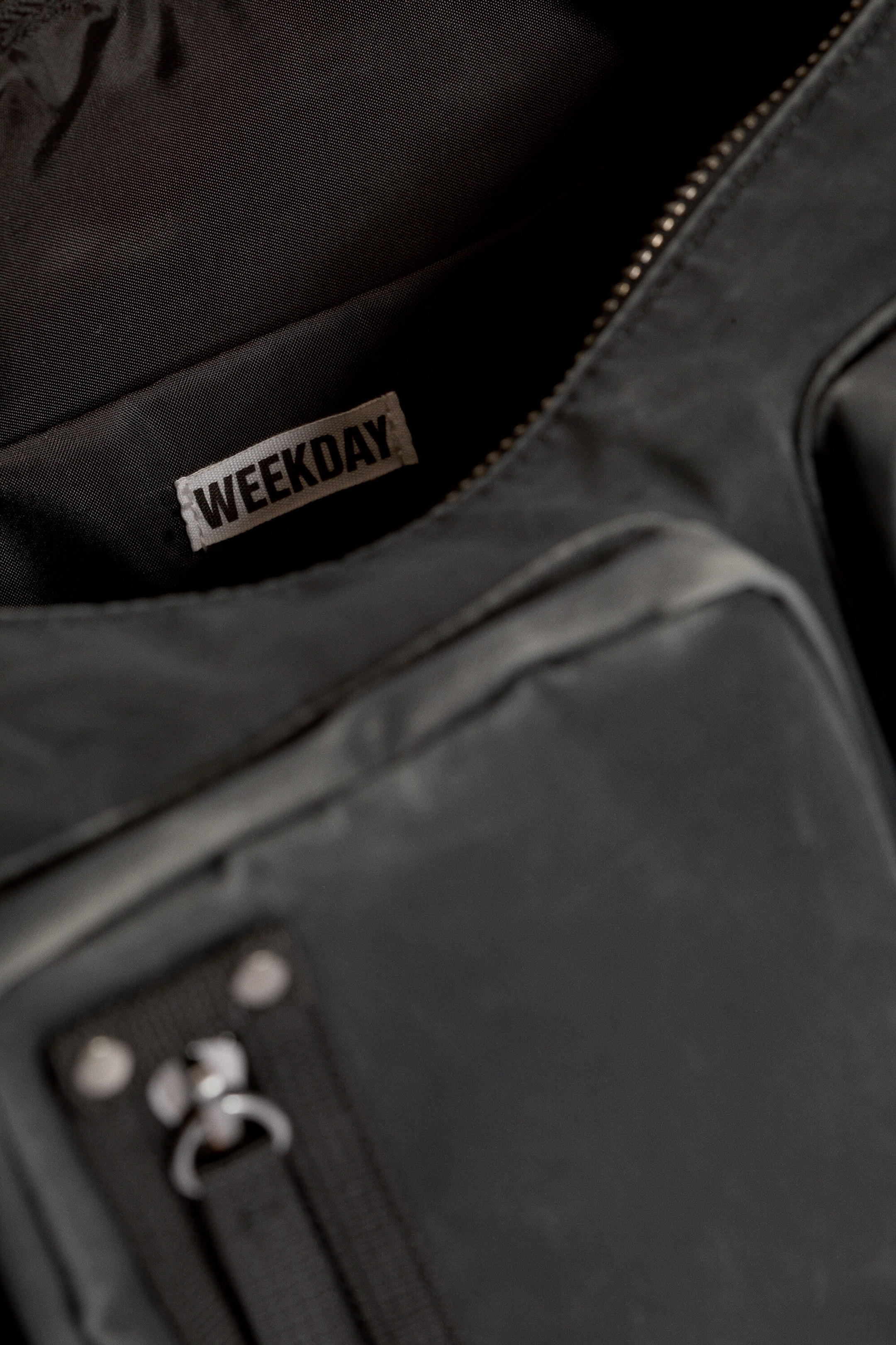Washed Black - Multi-pocket Shoulder Bag - 5