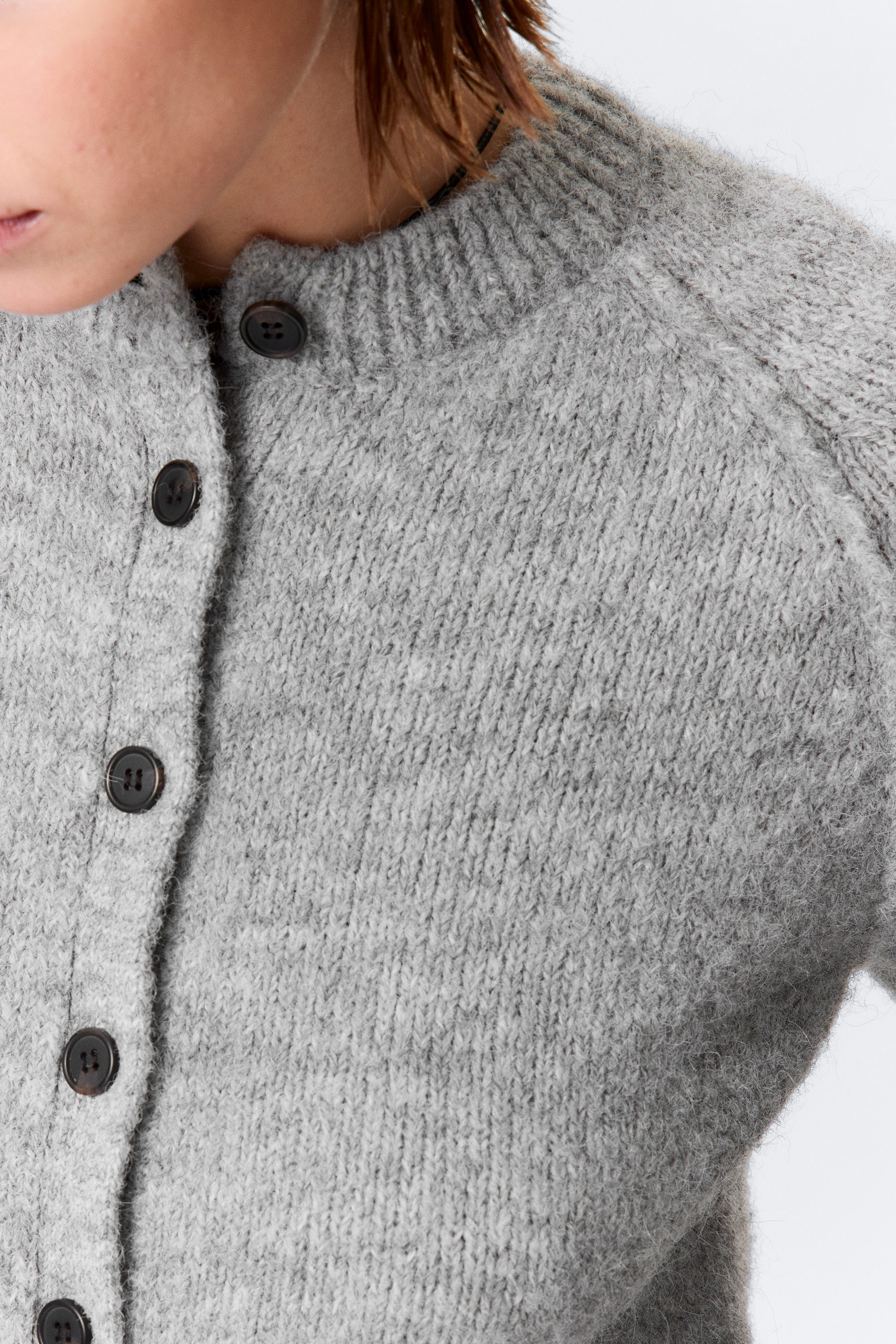 Grau meliert - Weicher Slim-Fit-Cardigan aus Wollmischung - 5