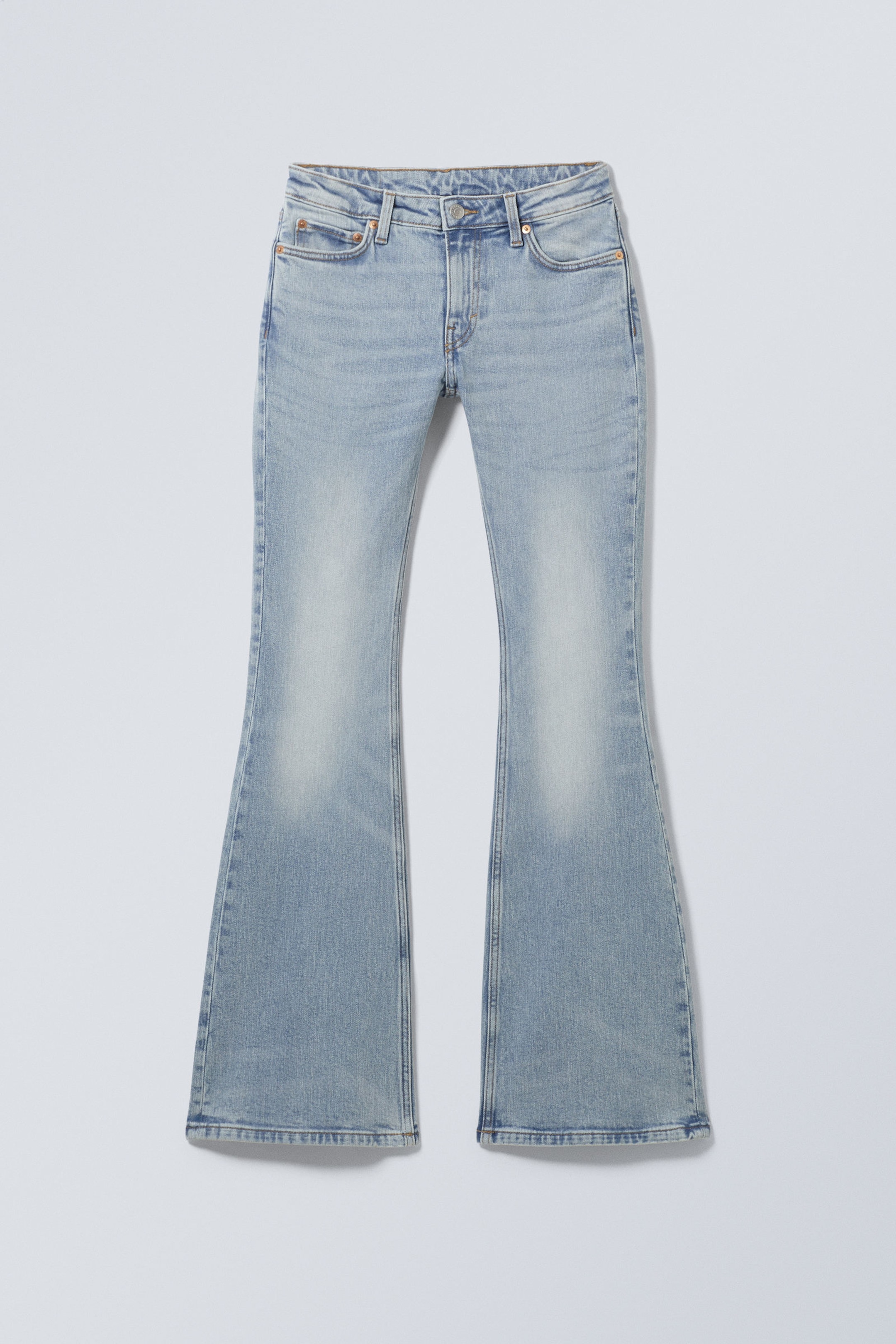 Stone Blue - Light Blue - Flame Low Rise Slim Flared Leg Jeans - 1