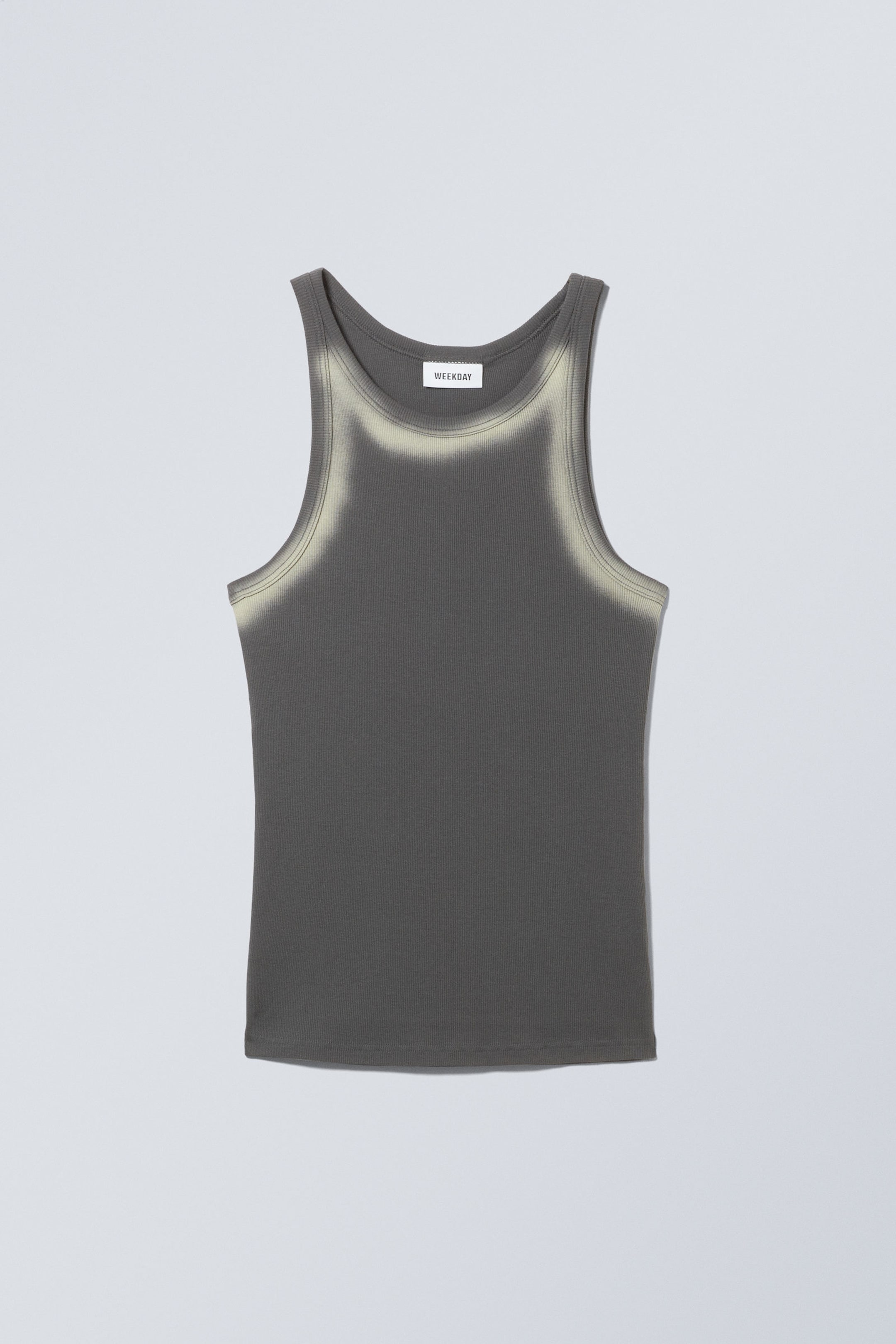 Dunkelgrau mit Beige-Fade - Ripp-Tanktop mit Fading-Effekt - 1