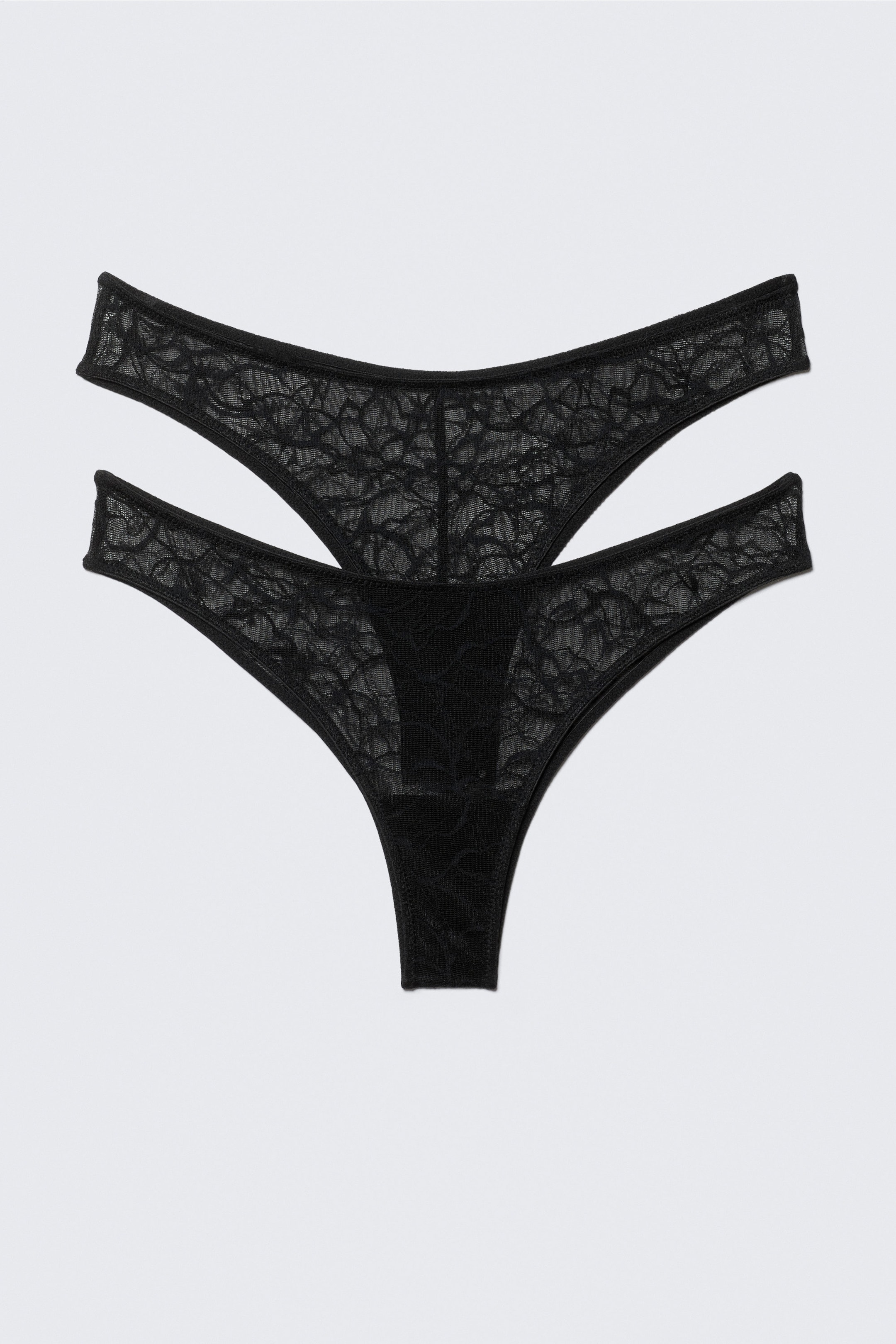 Black - 2-pack Swirly Lace Brazilian Briefs - 3