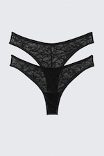 Black - 2-pack Swirly Lace Brazilian Briefs - 3