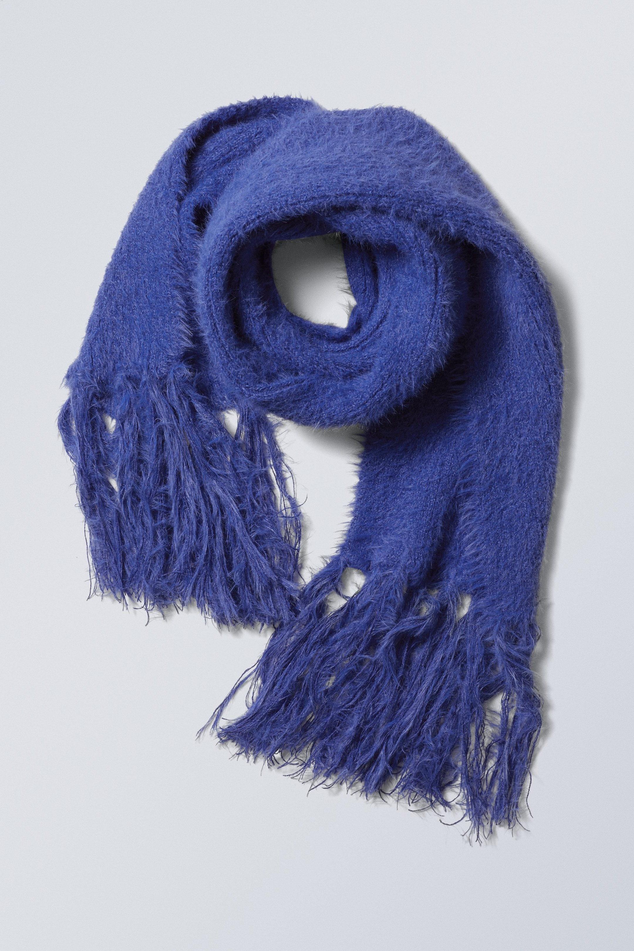 Blue - Ella Hairy Knit Scarf - 1