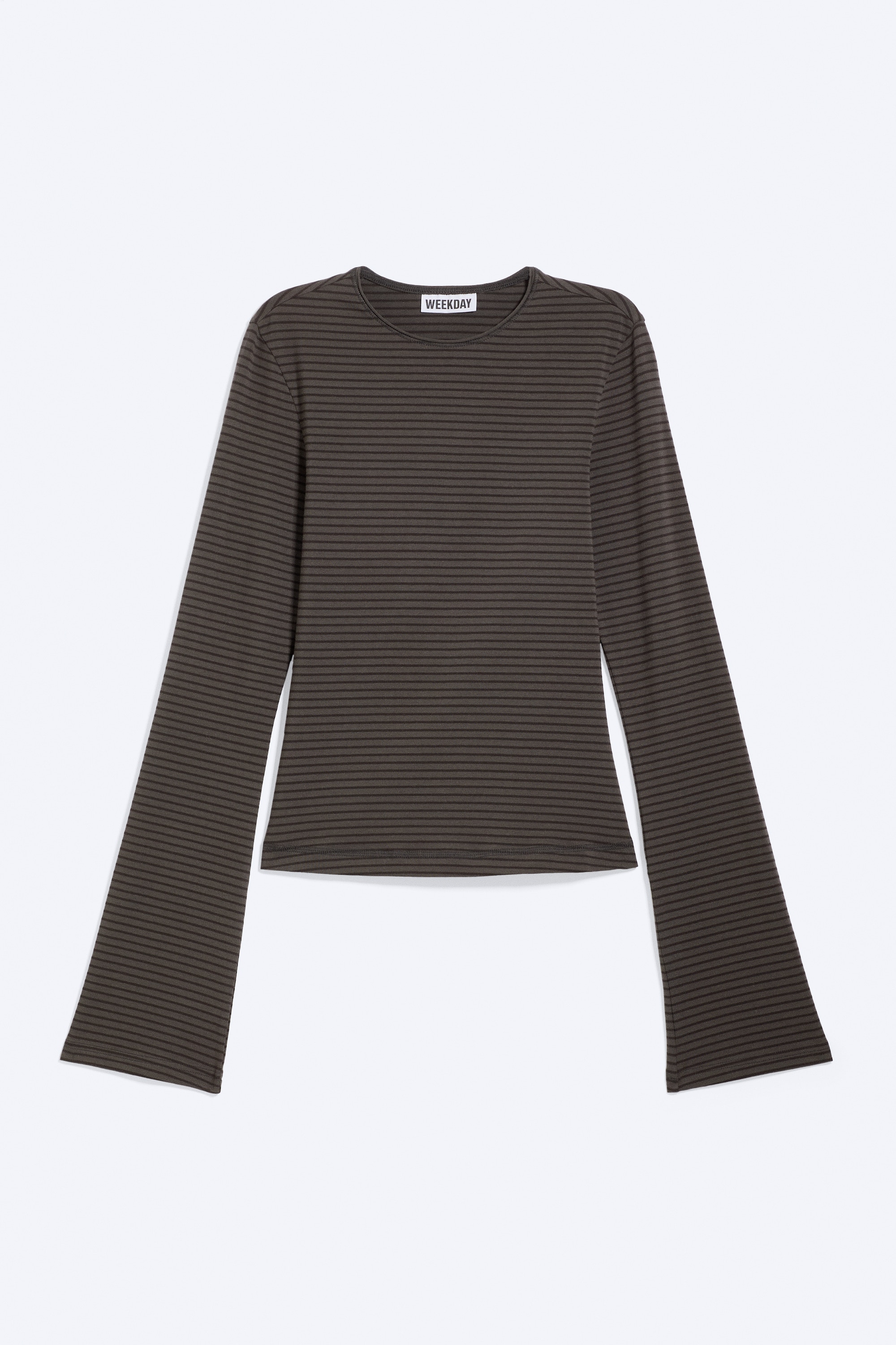 Long Sleeve Cotton Top - Tmavě Šedý Proužek/Tmavě červené pruhované/Dark Brown/Pruhovaná tmavě zelená/Černá/Pruhovaná tmavě modrá/Černá