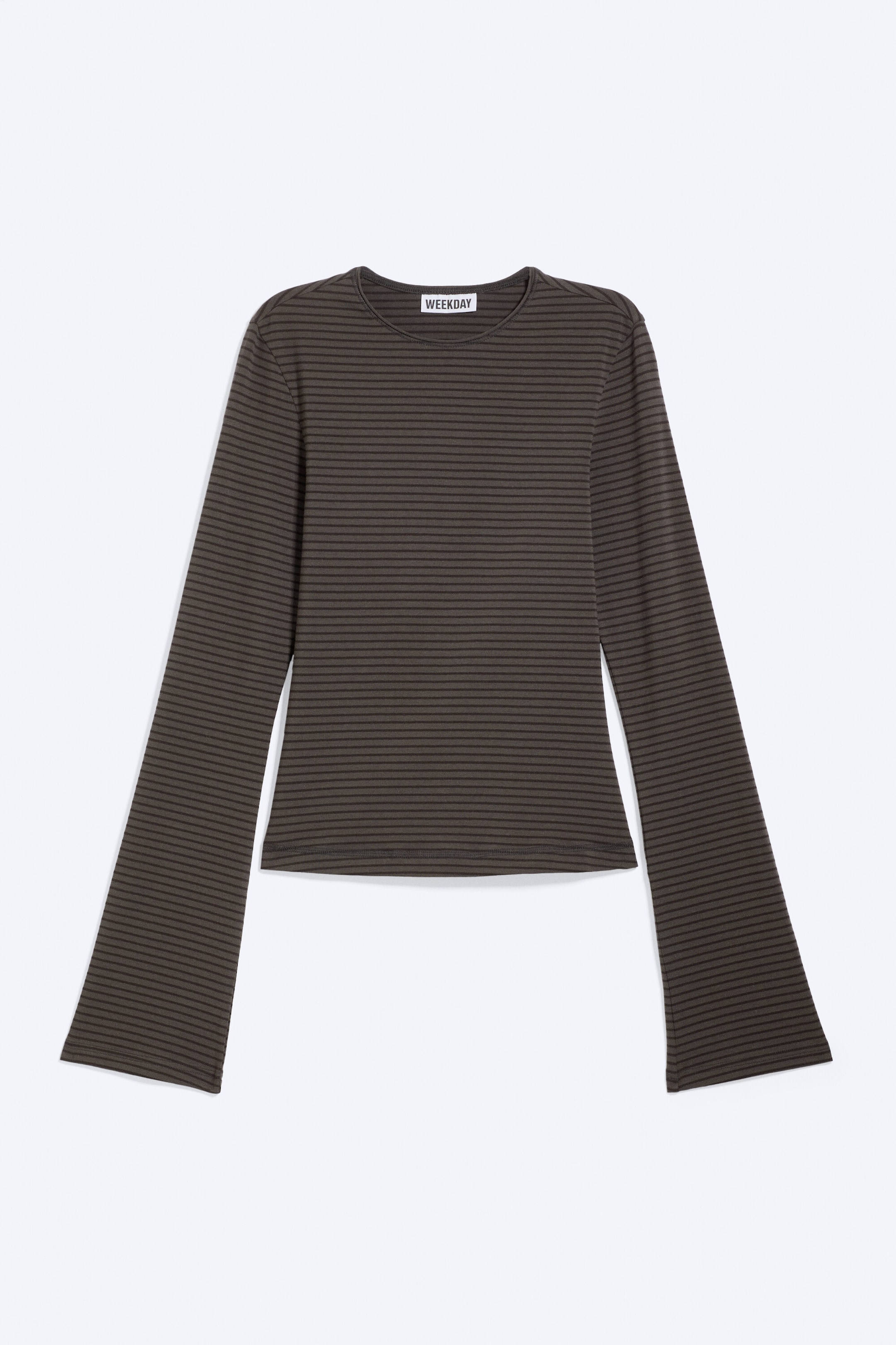 Dark Grey Stripe - Long Sleeve Cotton Top - 3