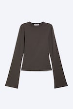 Dark Grey Stripe - Long Sleeve Cotton Top - 3