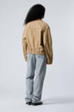 Beige - Loose Fit Cotton Twill Zip Jacket - 3