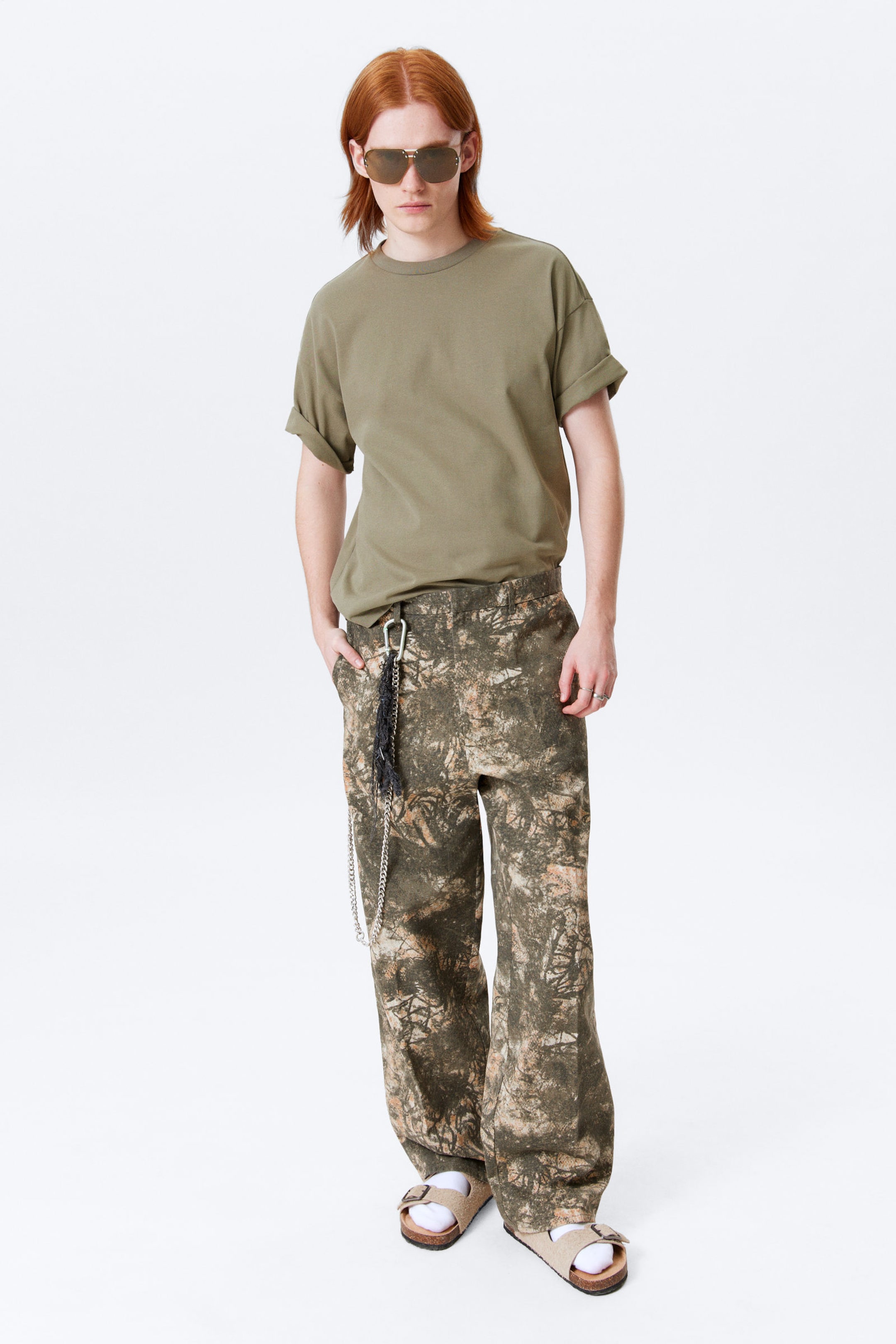 #635D50 - Relaxed Fit Graphic Twill Trousers - 1