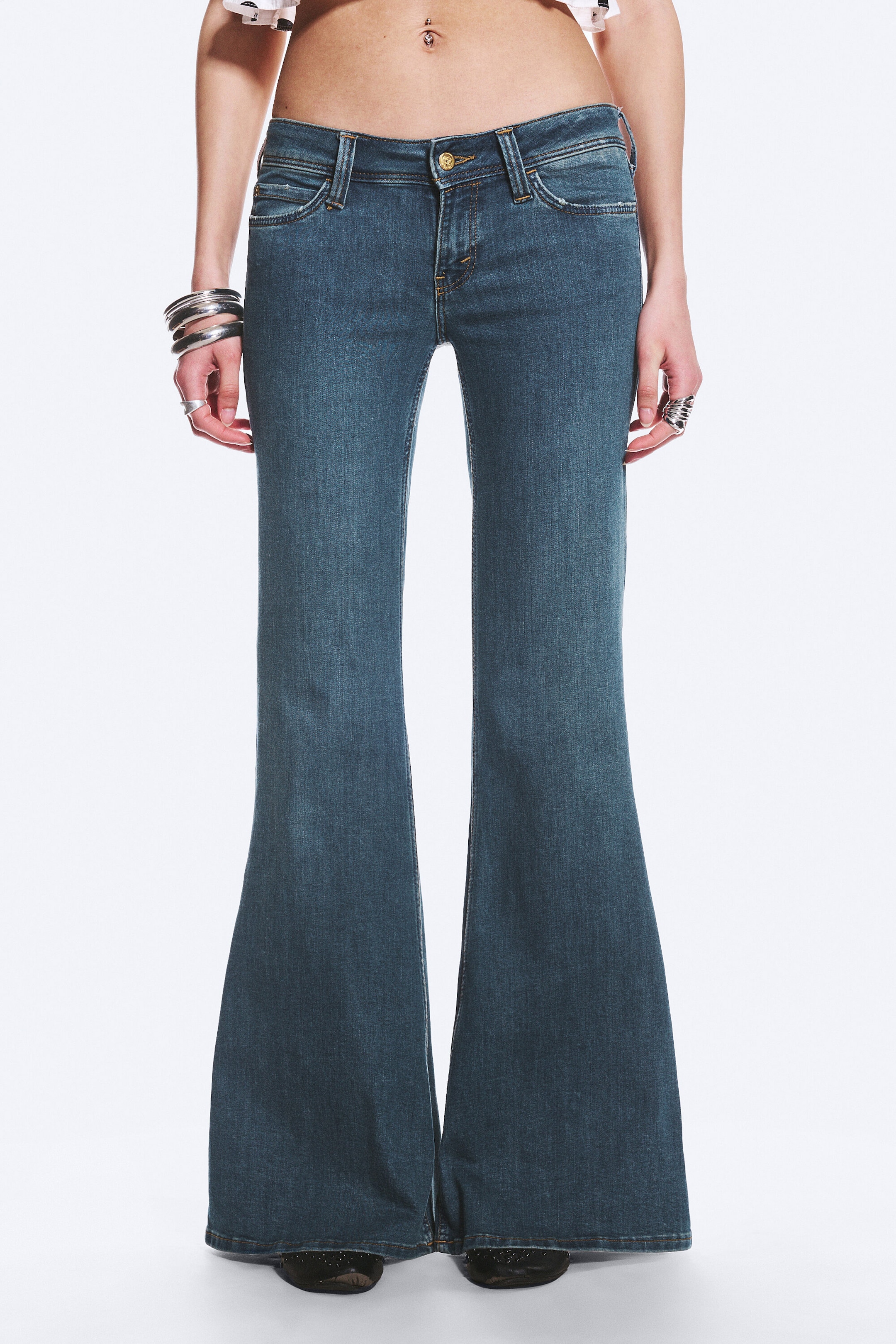 Blue Tide - Dark Blue - FLARE LOW RISE FLARED SKINNY JEANS - 2