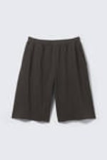 Dark Grey - Oversized Knee-length Terry Shorts - 4