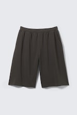 Dark Grey - Oversized Knee-length Terry Shorts - 0