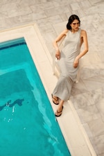 Dusty Grey Melange - Racerback Maxi Dress - 3