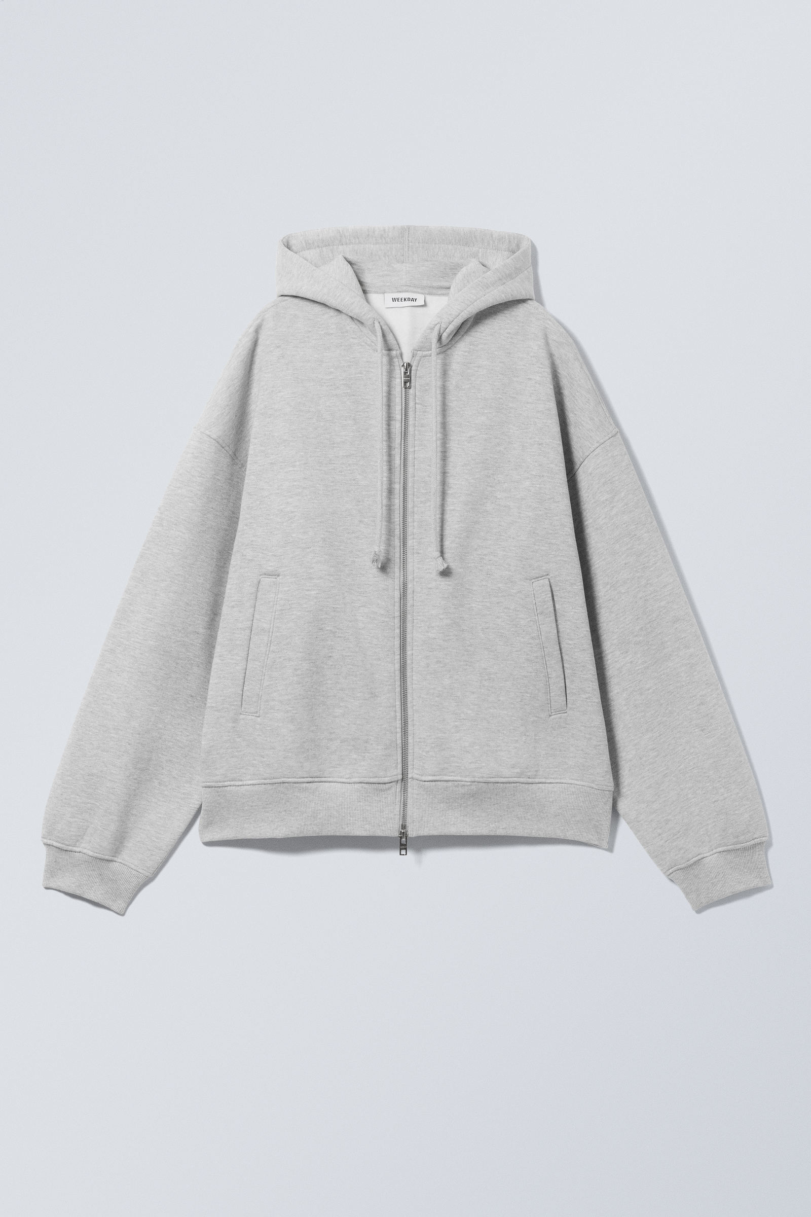 ★英国発/送関込*WEEKDAY*新作*ボクシーZIPフーディ/GREY★ boxy heavy zip hoodie - Grey Melange | Weekday WW