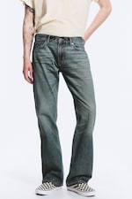 Grid Blue – lyseblå - Sky normal bootcut-jeans med lavt liv - 1