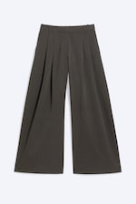 Dark Khaki Green Melange - low waist Pleated suit trousers - 0