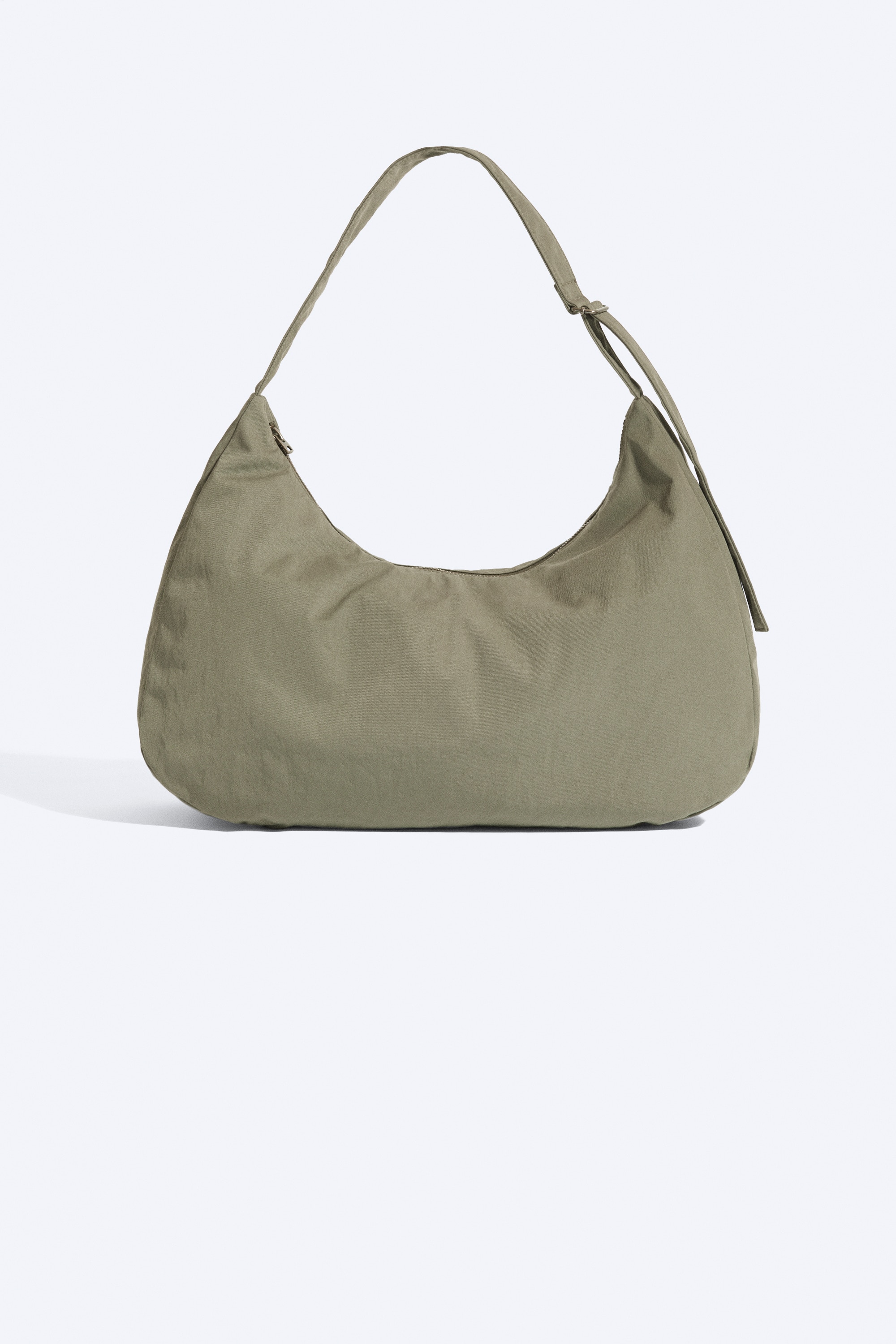 Półkolista torebka crossbody - Zieleń khaki/Czarny