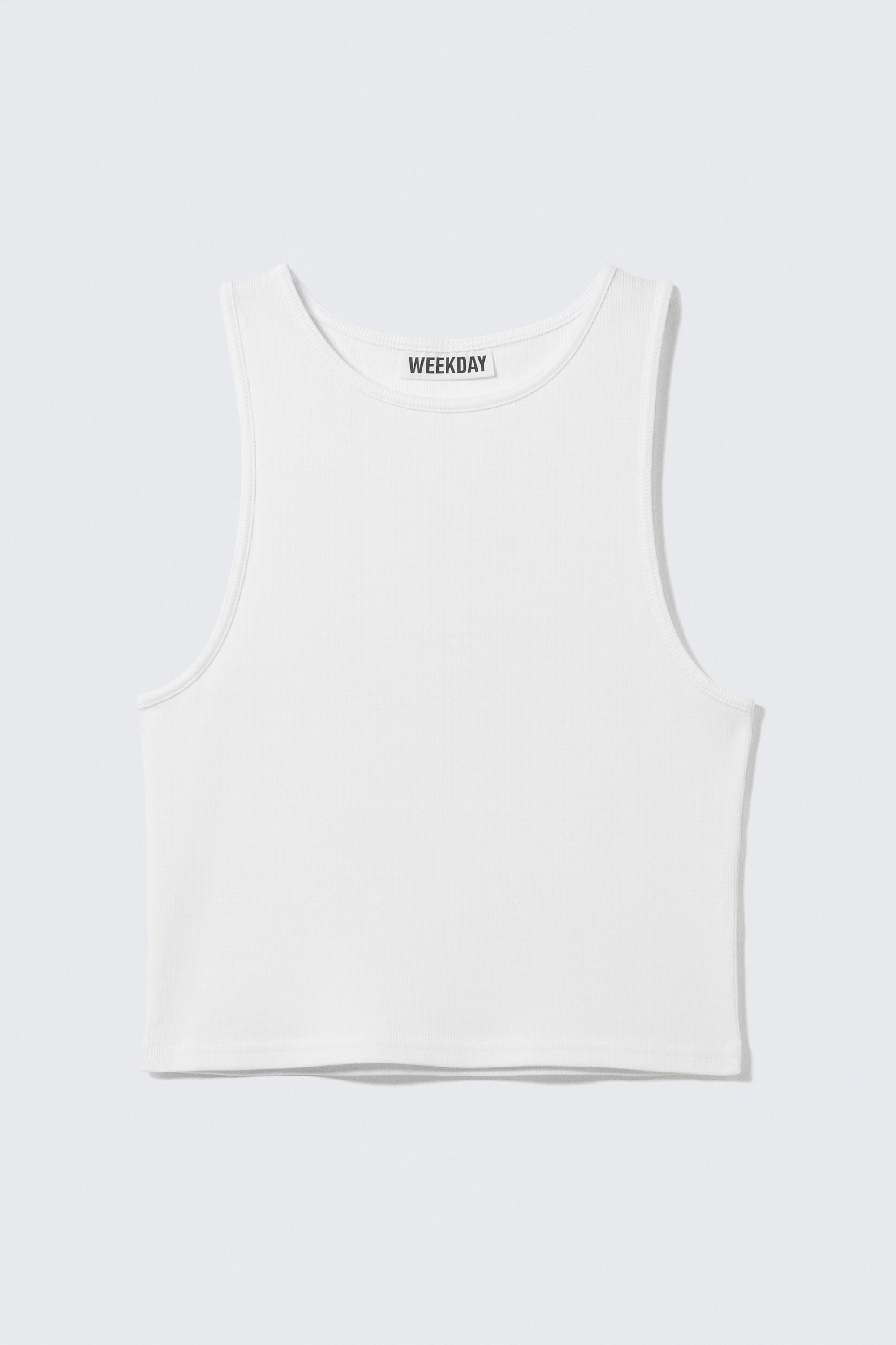 cropped ribbed cotton tank - White | Weekday EU