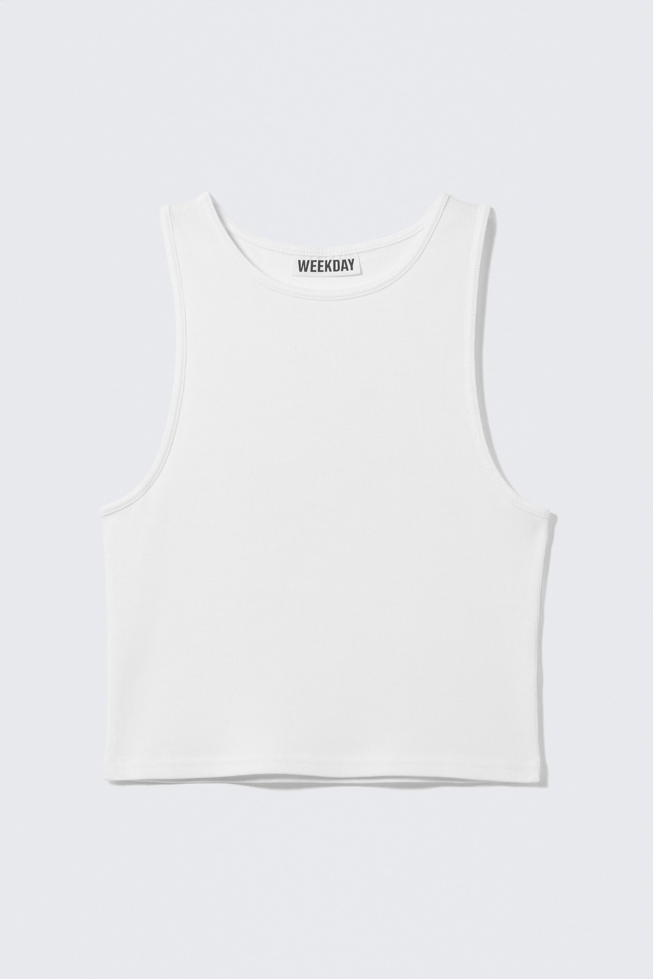 White - Cropped Ribbed Cotton Tank - 1