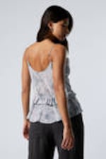 Dusty Grey - Clouded Marble - Frilled Strap Top - 3