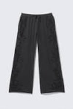 Dark Grey - Broderie Anglaise Loose Fit Trousers - 4
