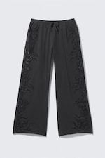 Mørkegrå - Broderie Anglaise-bukse med løs passform - 0