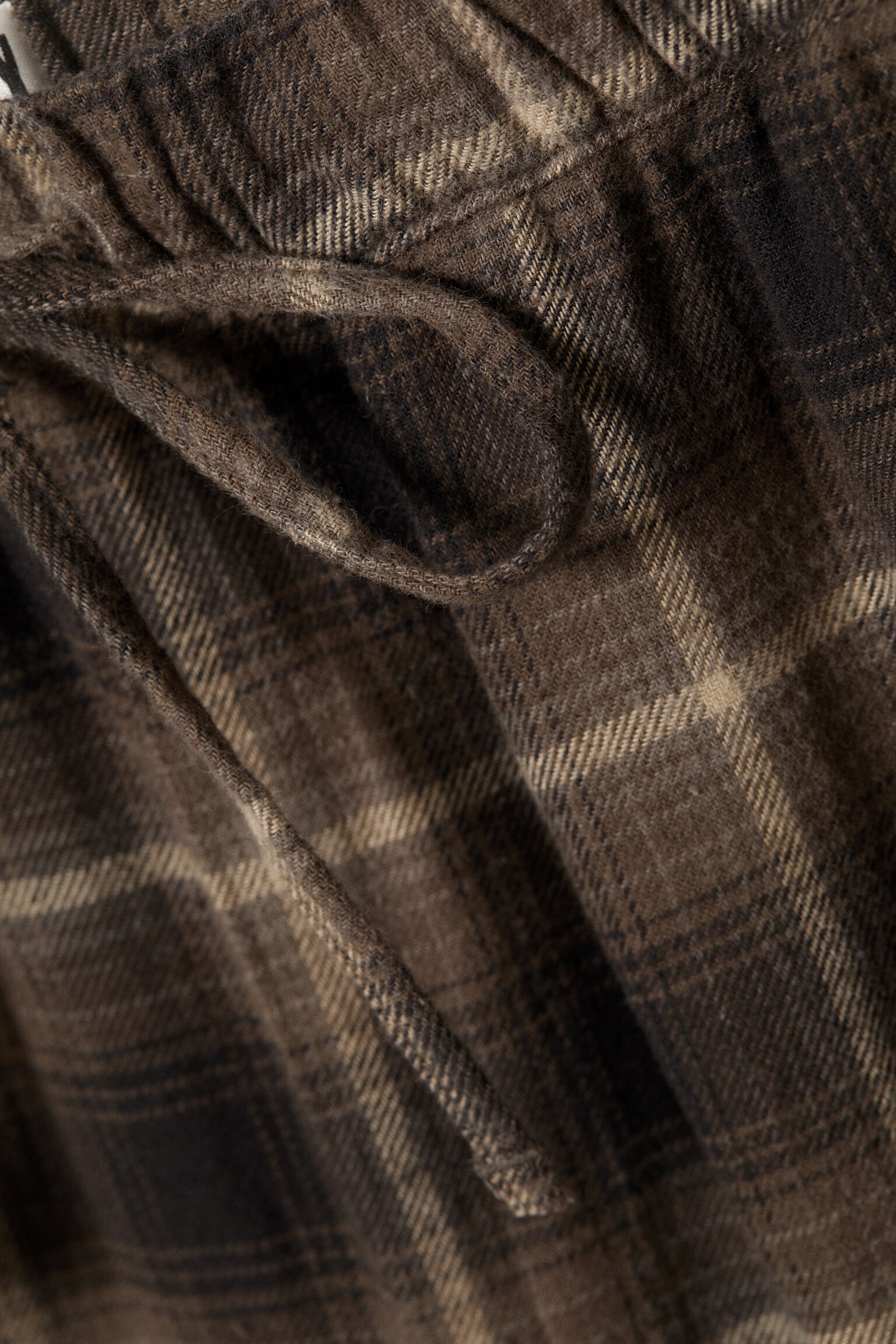 Wide Flannel Pyjama Trousers - Checked Dark Brown/Checked Beige - 3