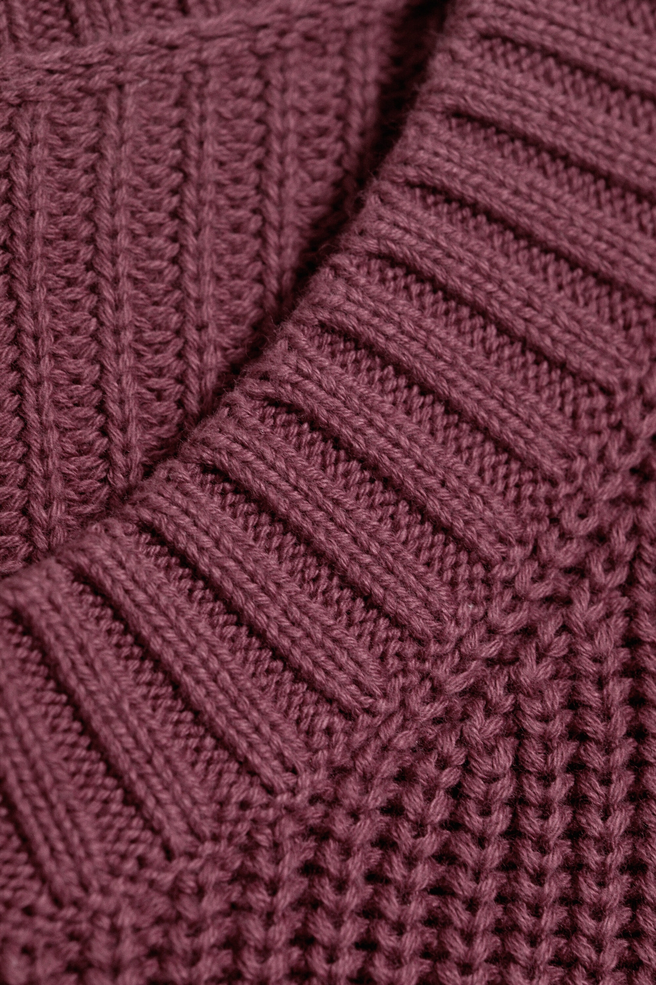 Burgundy - Oversized Graphic Knitted Cotton Sweater - 5