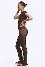Dark Brown - Flared Crochet Trousers - 0