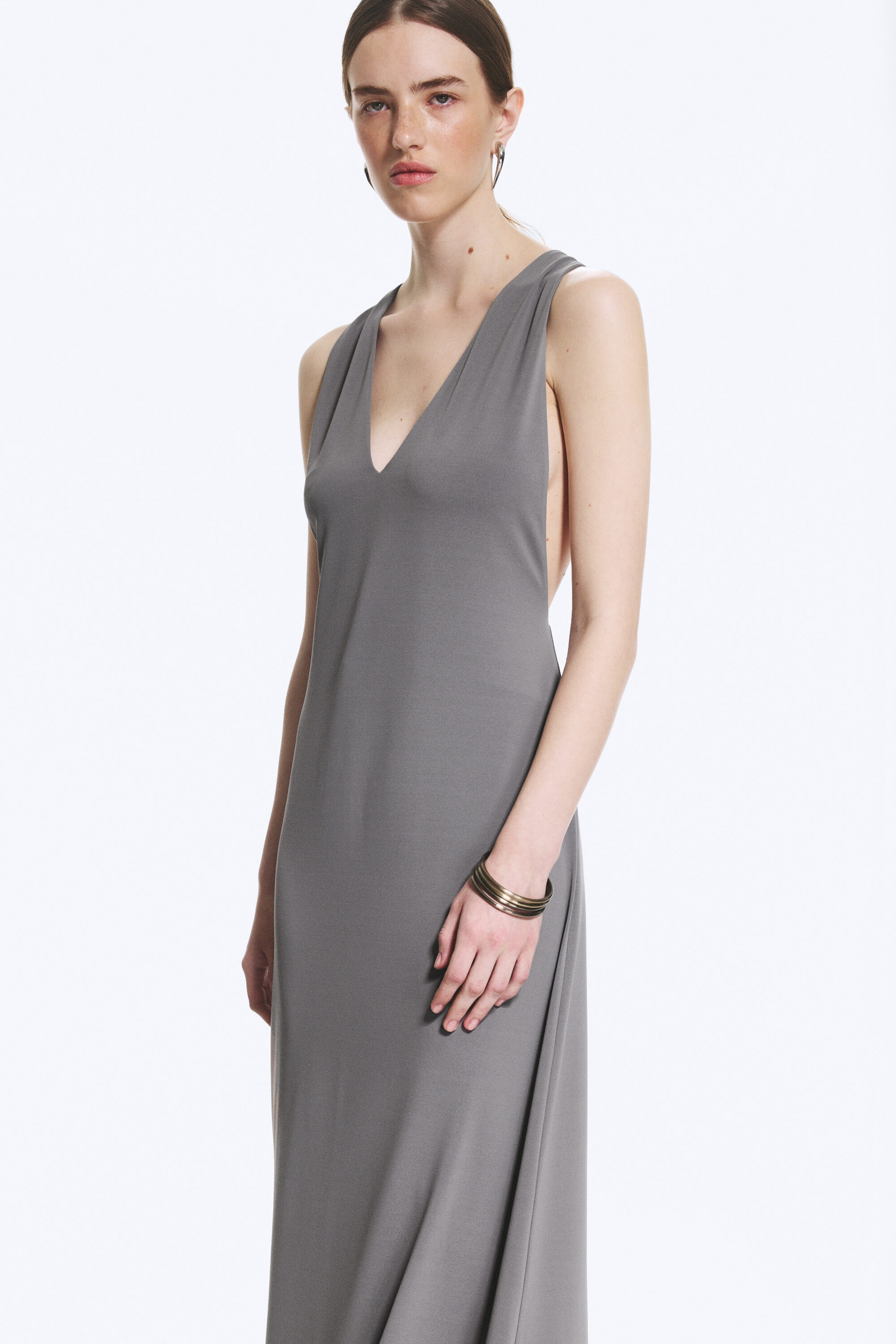 Dusty Grey - Gathered Maxi Dress - 2