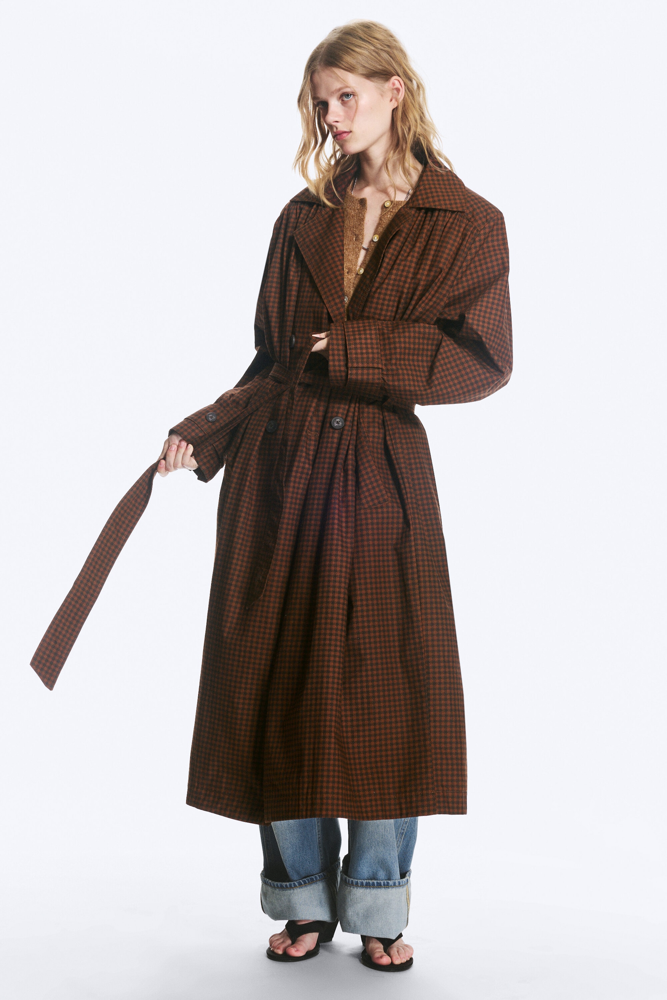 Brown - Oversized trenchcoat - 2