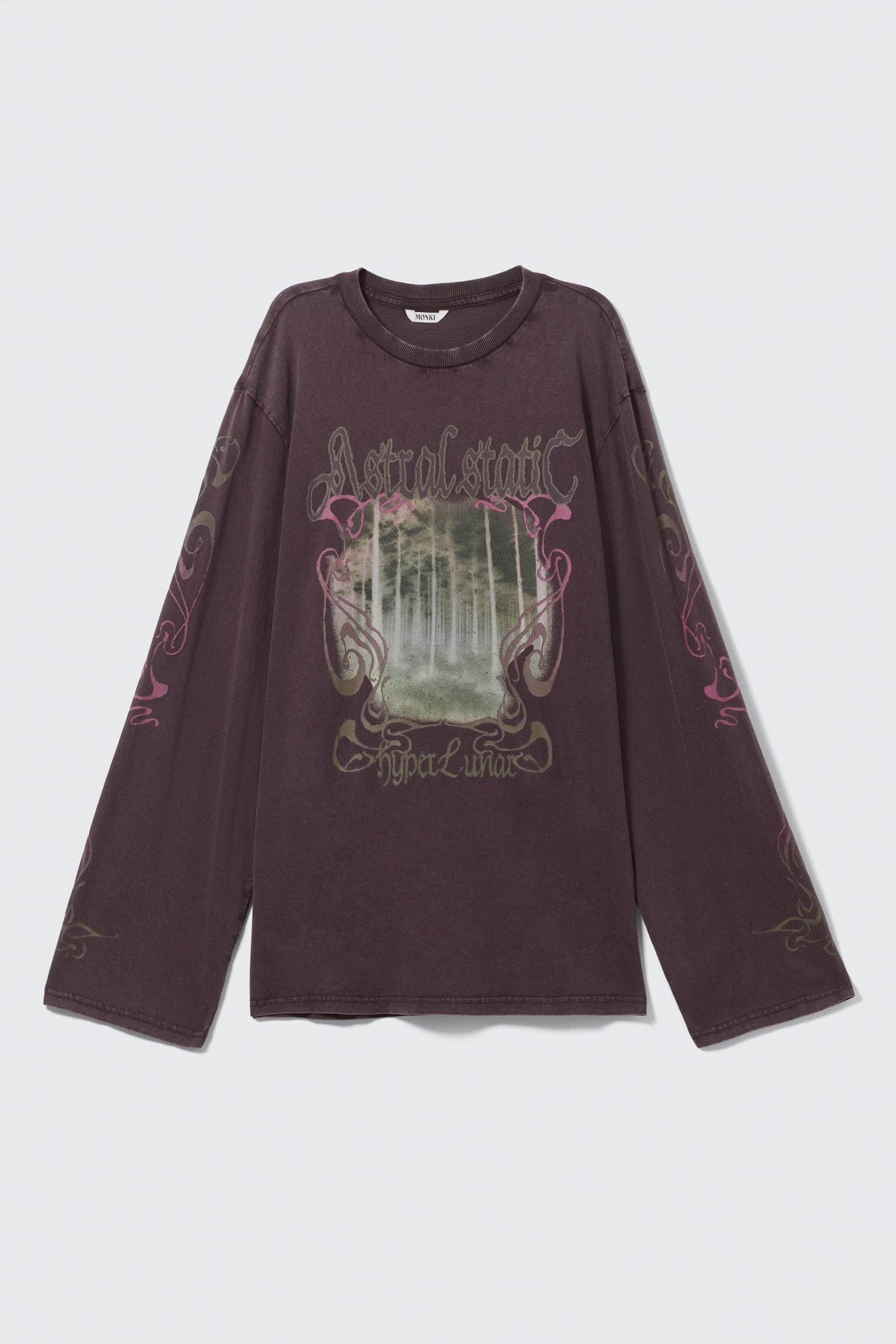 Printed Long-Sleeved Cotton T-shirt - Dark Purple - Hyper Lunar/White - Hyper Lunar - 2