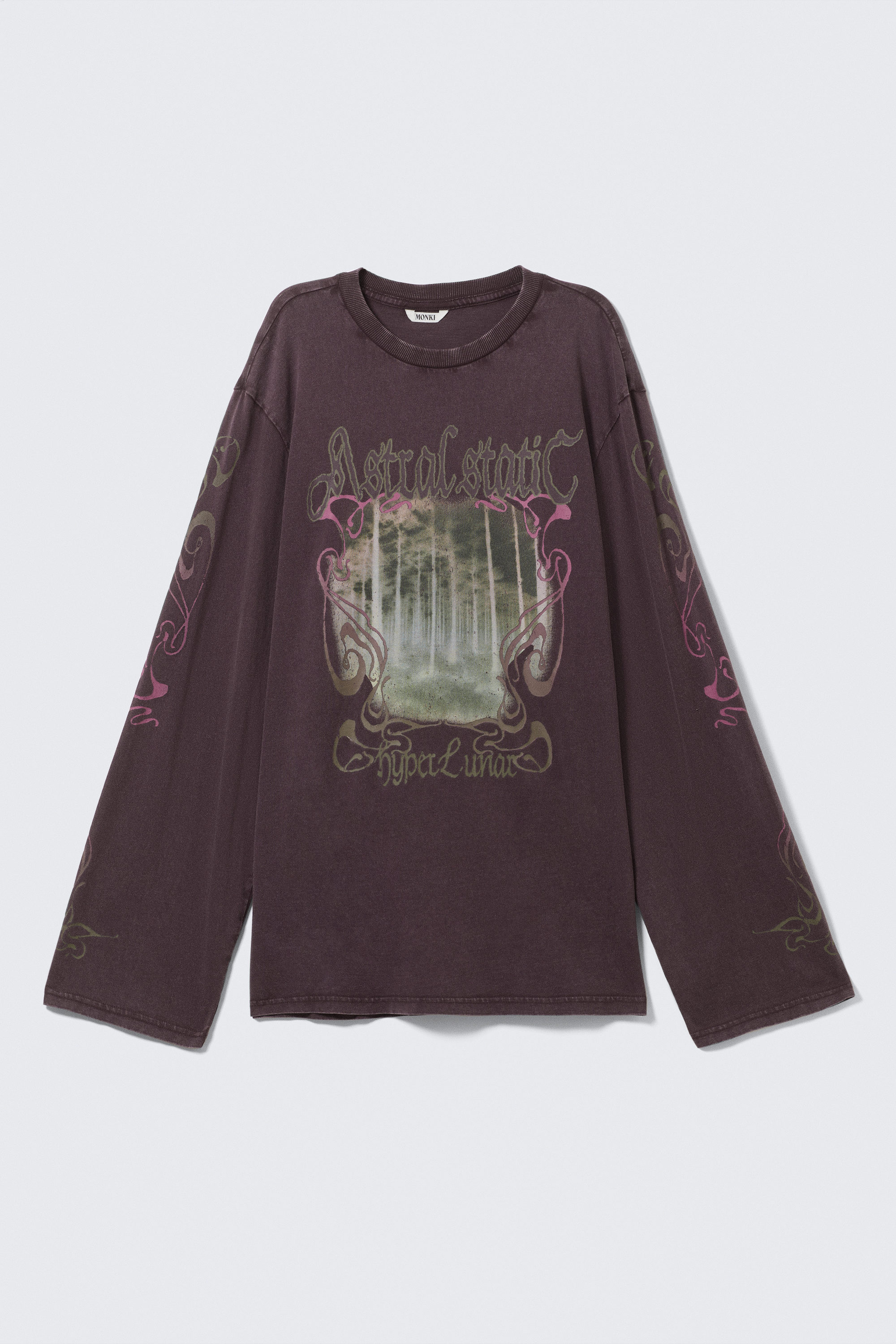 Dark Purple - Hyper Lunar - Printed Long-Sleeved Cotton T-shirt - 3