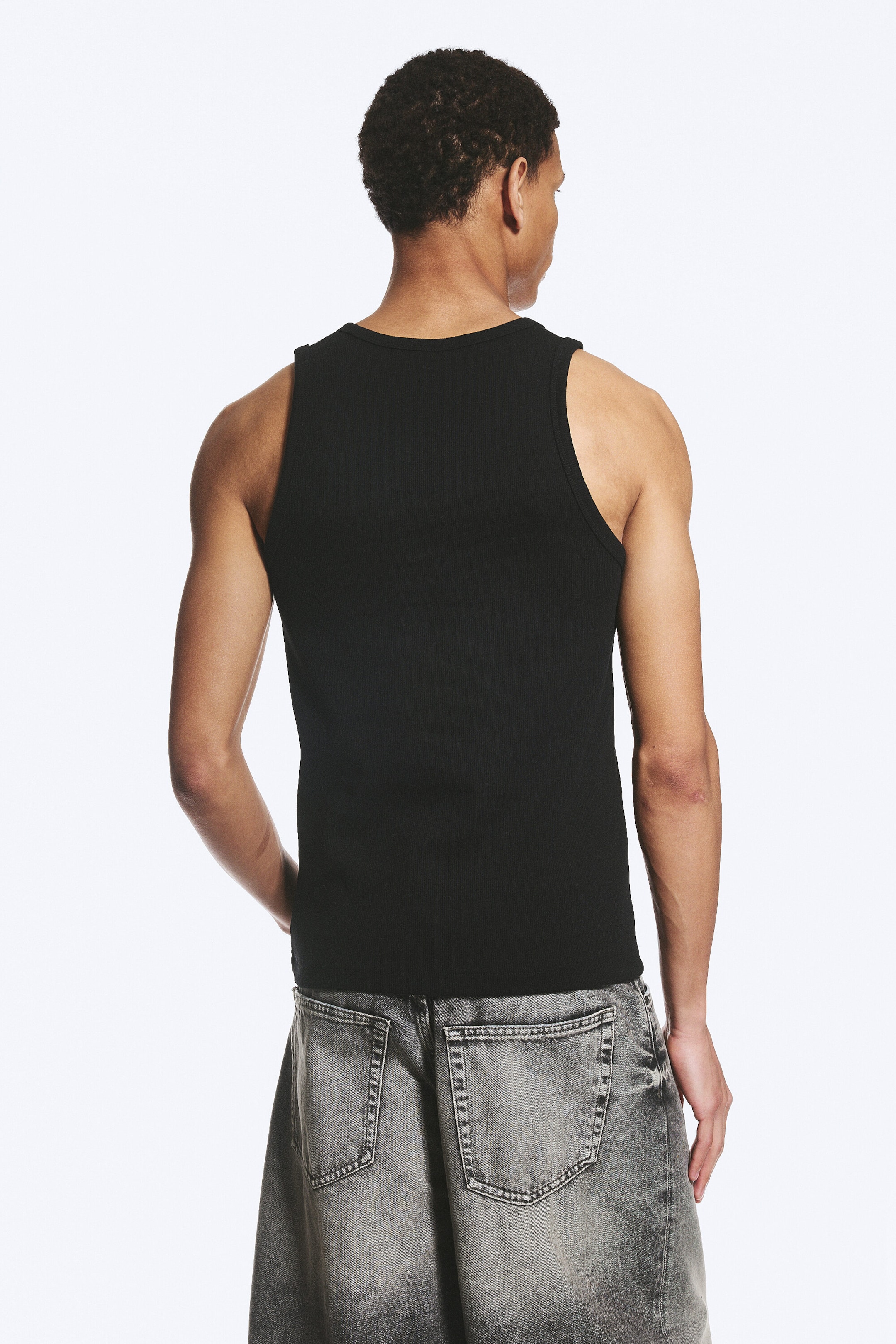 Noir - Débardeur côtelé classique - 2