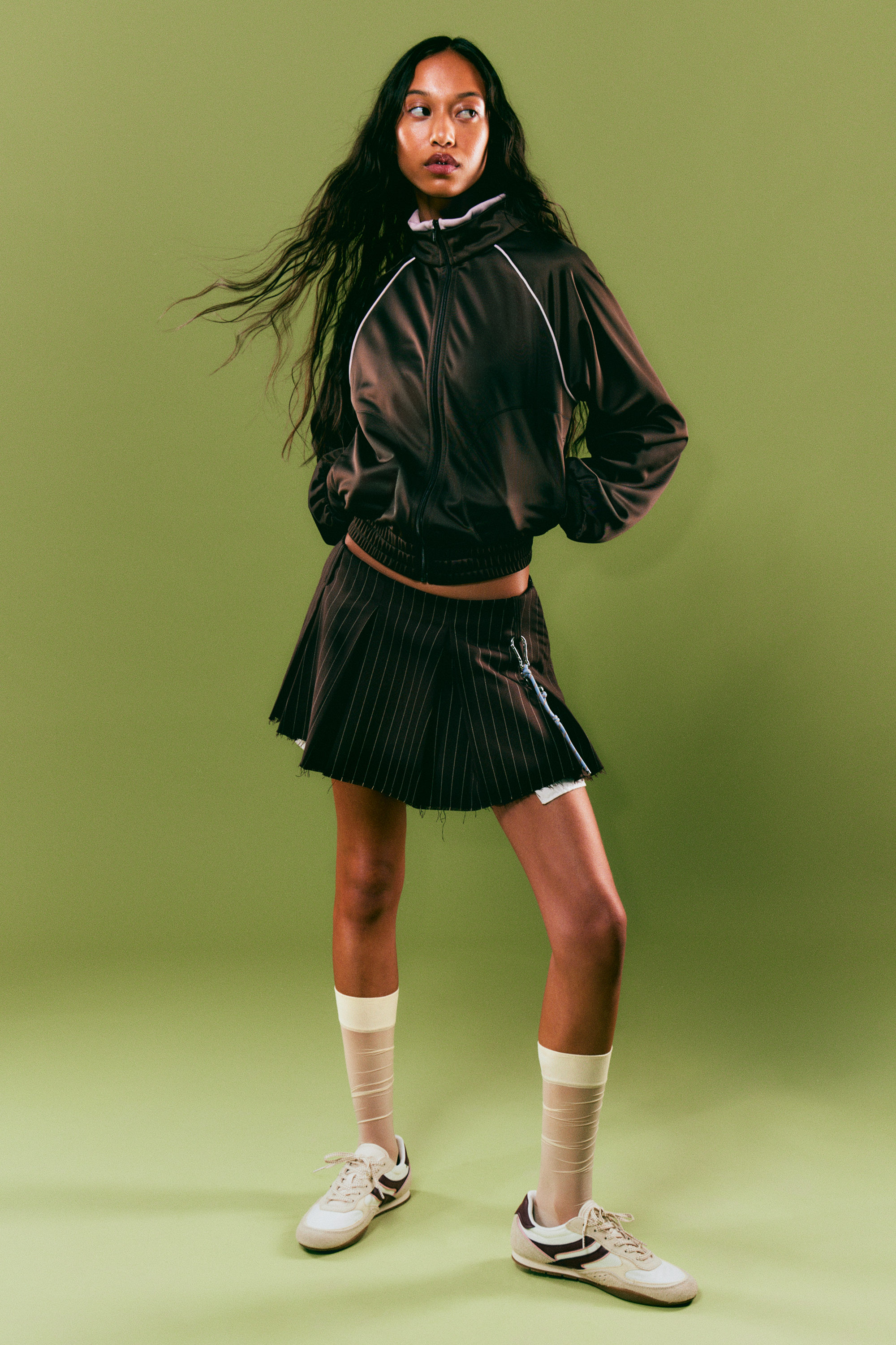 contrast track jacket - Dark Brown | Monki WW