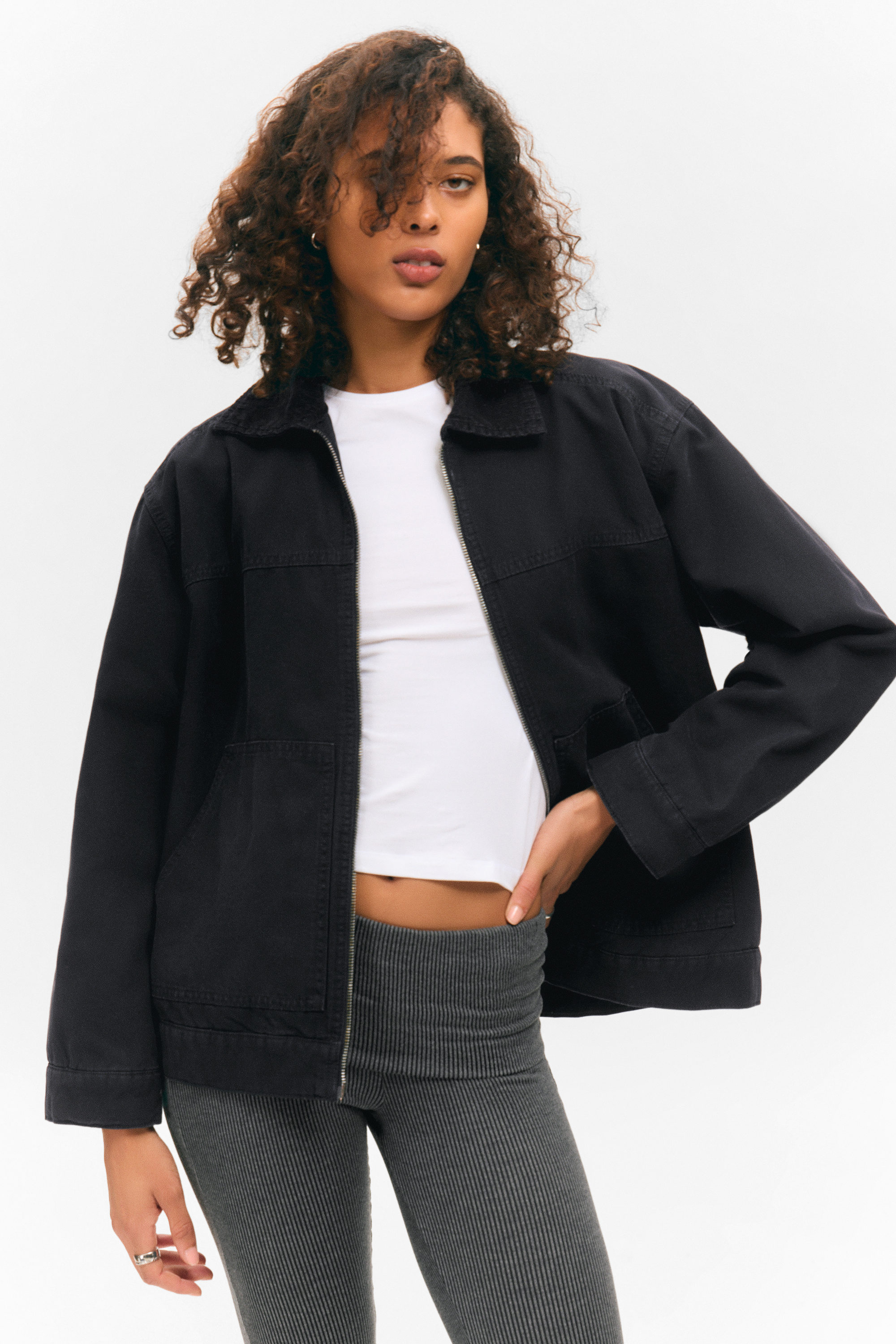 Black - Padded Cotton Canvas Jacket - 1