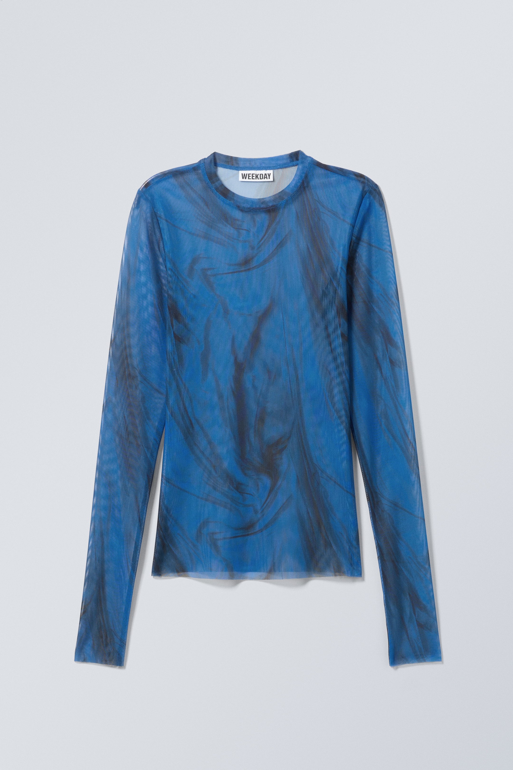 Grösseres Bild ansehen: Bedrucktes Longsleeve-Netzoberteil - Helles Blau - Schwarze Striche - DAMEN | H&M CH 1