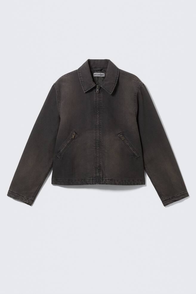 Relaxed Boxy Zip Jacket - Black - 1