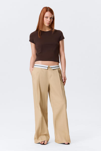 Low-rise twill trousers