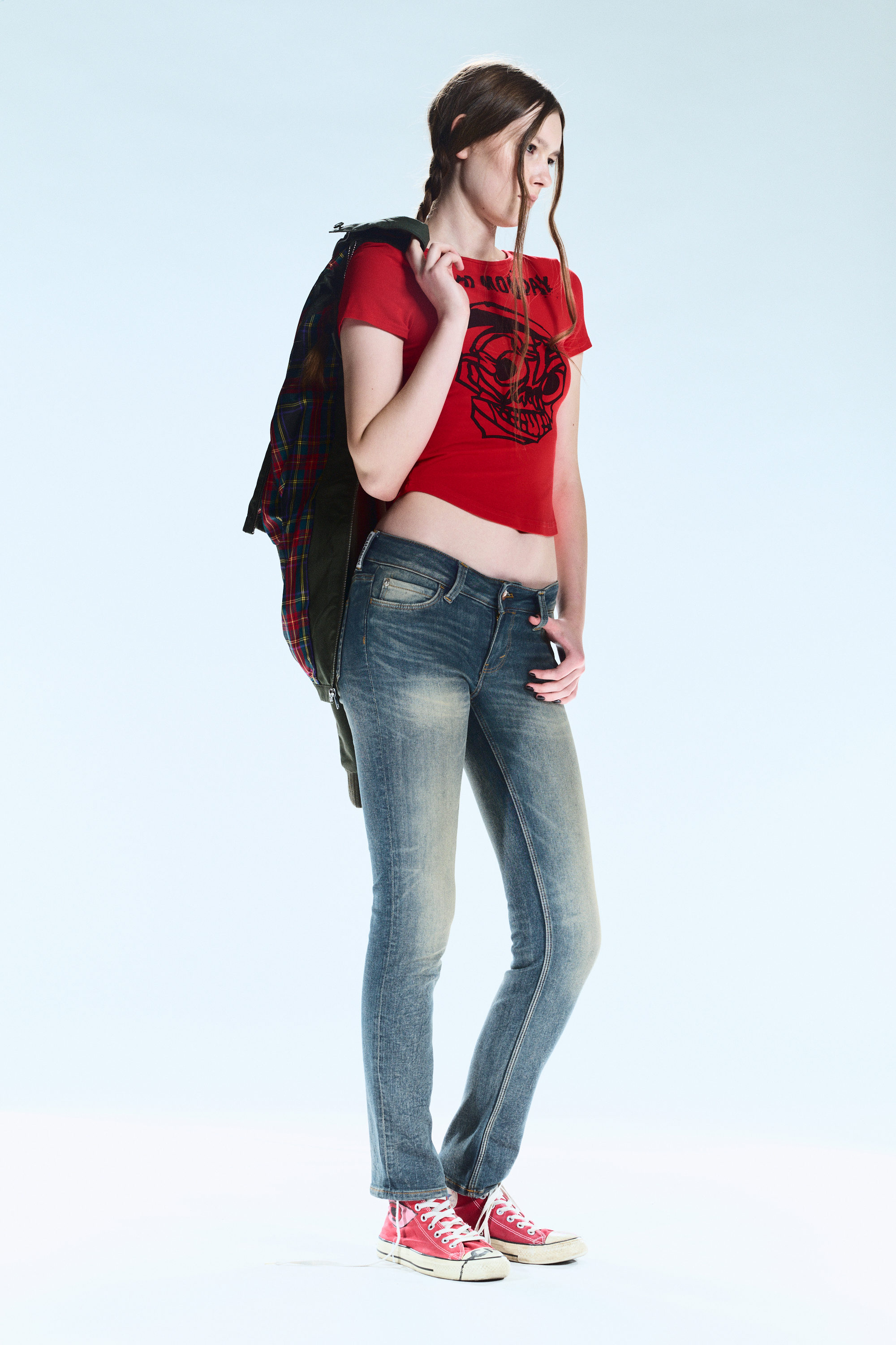 Tinted Streaky Dark Blue - Sleezie Low Rise Skinny Jeans - 2