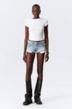 Lip Blue - Ljusblå - Venus Frayed Low Waist Denim Hotpants