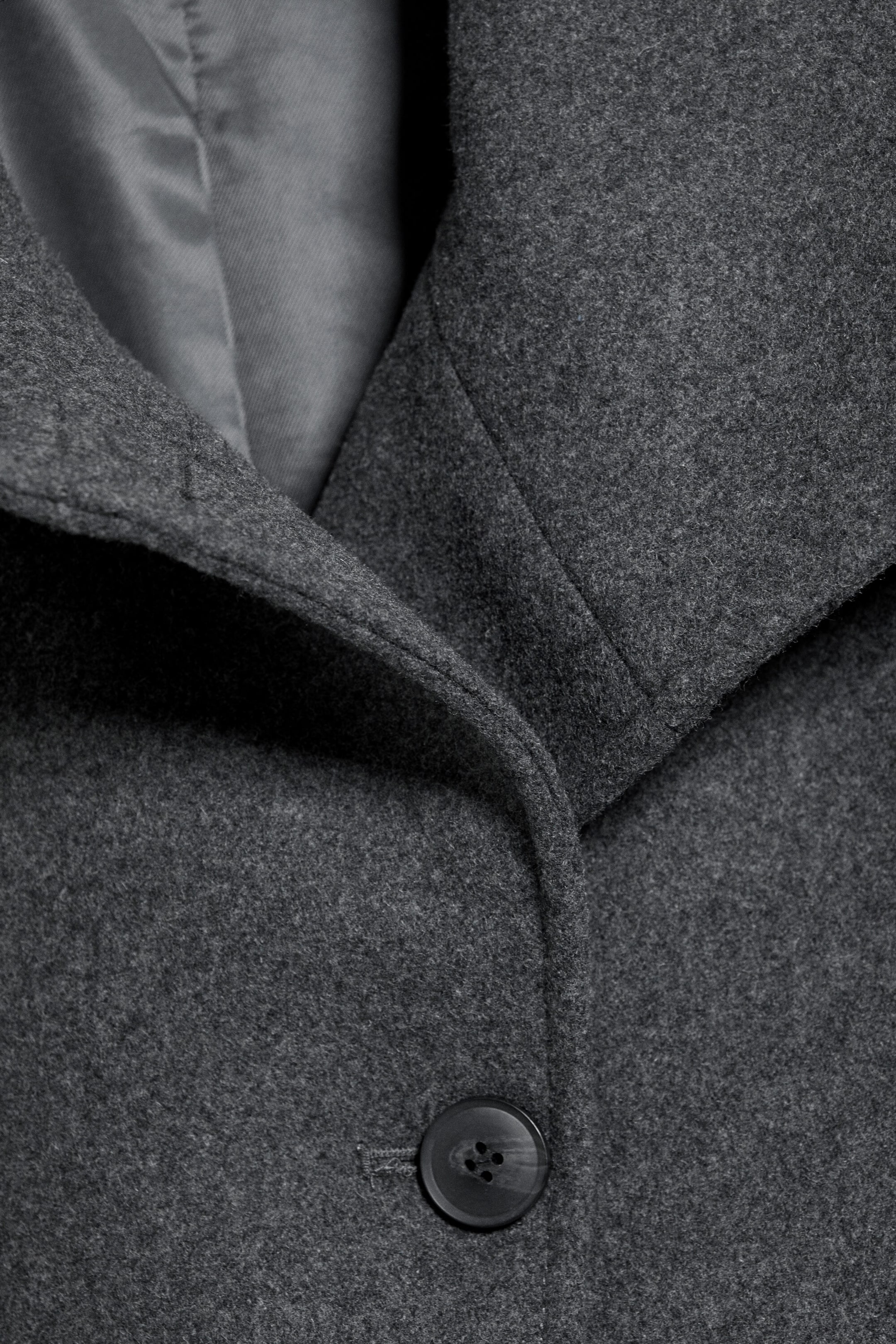 Dark Grey Melange - Funnel collar wool-blend jacket - 7