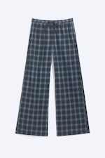 Checked Black & Blue - Wide Flannel Pyjama Trousers - 4